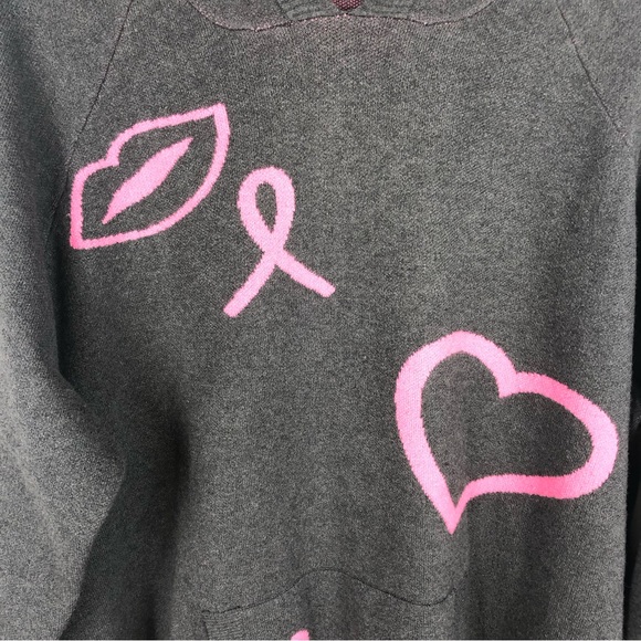 Torrid Breast Cancer Awareness Jacquard Raglan Hoodie Sweater - Picture 6 of 12